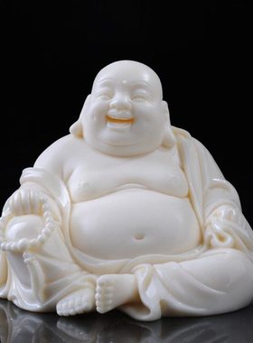 自在弥勒林建胜玉黄瓷小弥勒车载工艺品桌面把玩茶会所小精致摆件