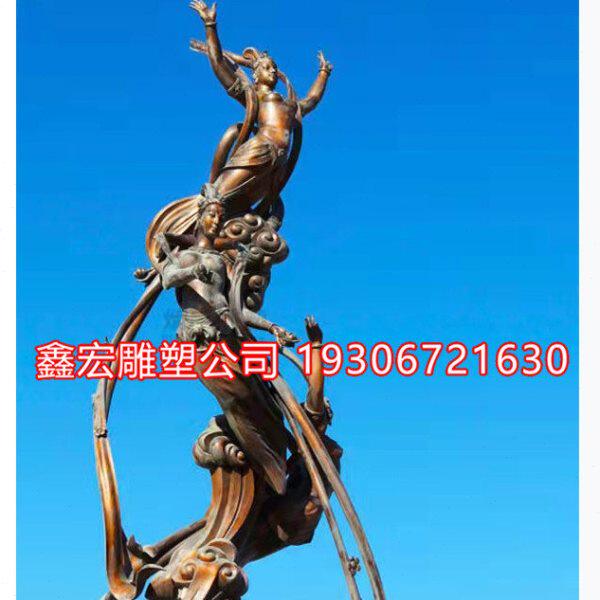 定制大型铸铜神话传说嫦娥奔月人物雕塑景观户外园林玻璃钢摆件