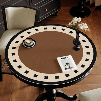 圆桌垫中古风圆形餐桌布防水防z油免洗茶几垫子桌面保护垫台布盖