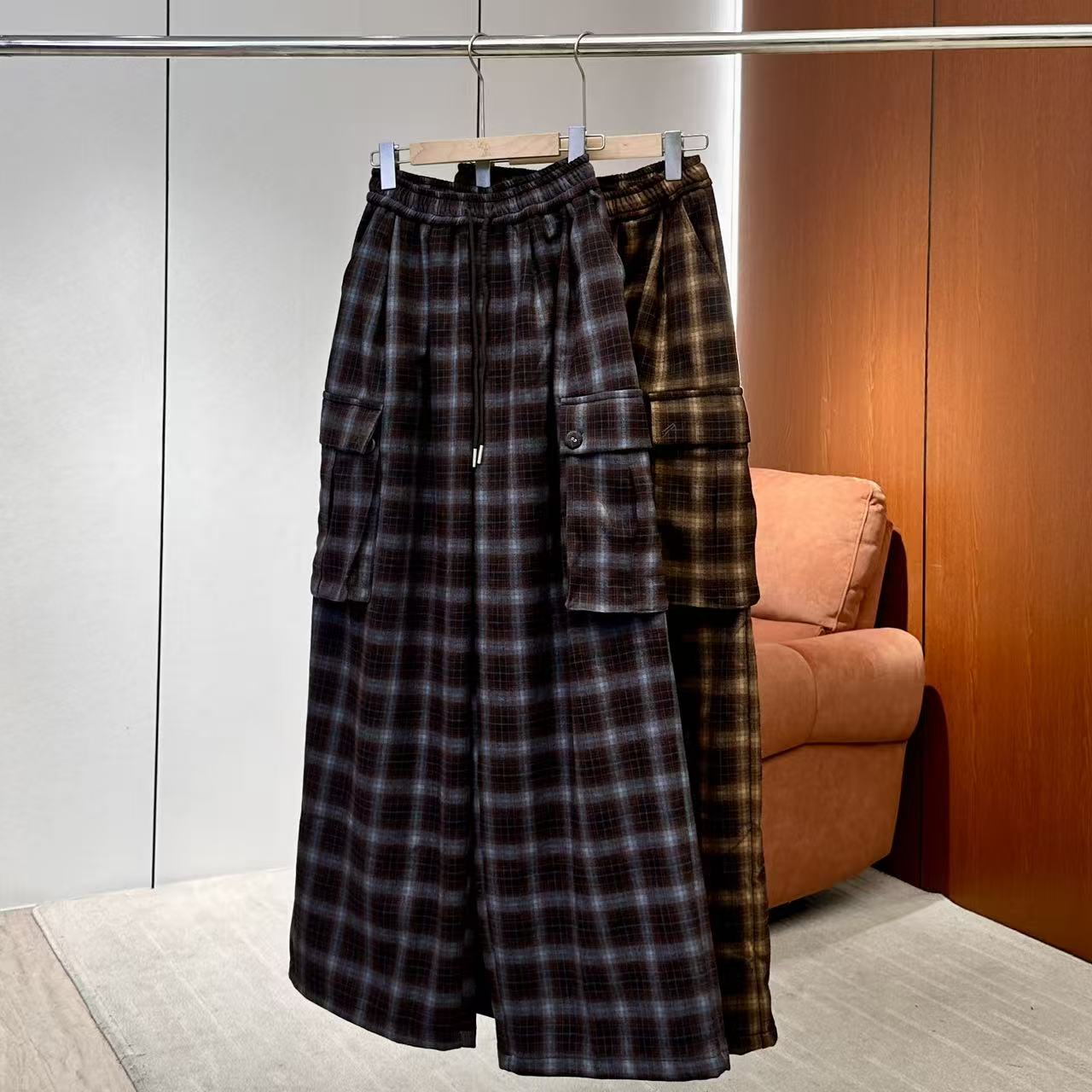 【妍妍粉丝专享】25新款复古格纹加厚多口袋阔腿裤ONKC2225125805