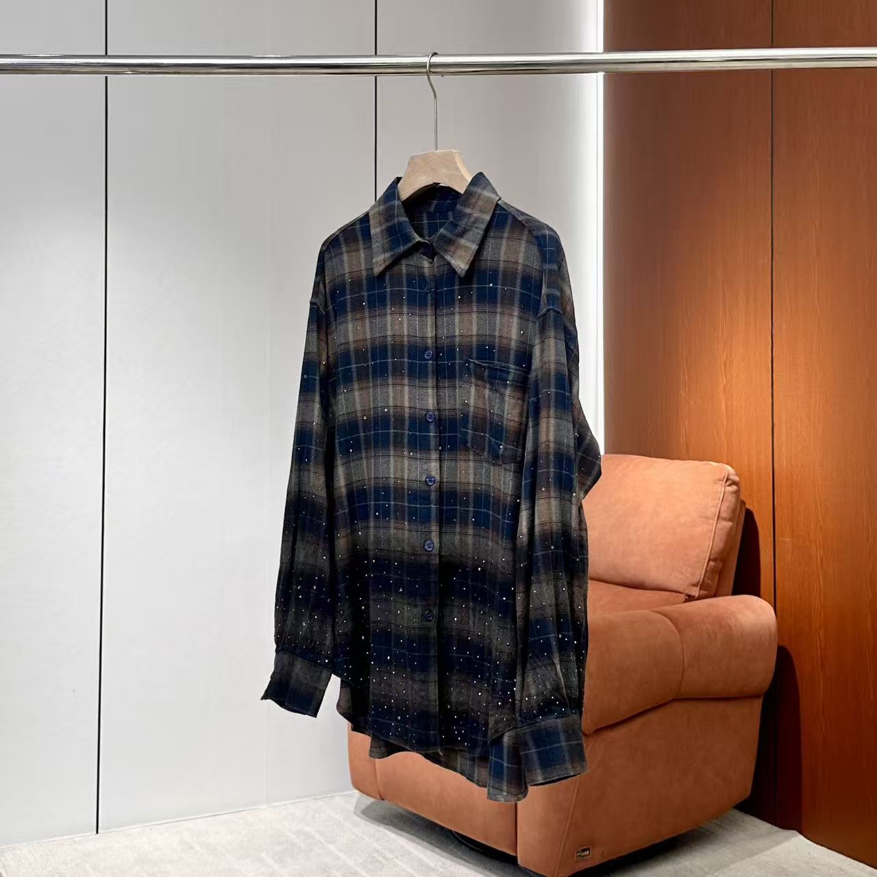 【妍妍粉丝专享】25新款复古磨毛烫钻衬衣ONSC2075125790