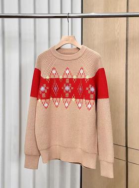 【妍妍粉丝专享】25新款费尔岛风圣诞提花套头毛衣ONSM285125860