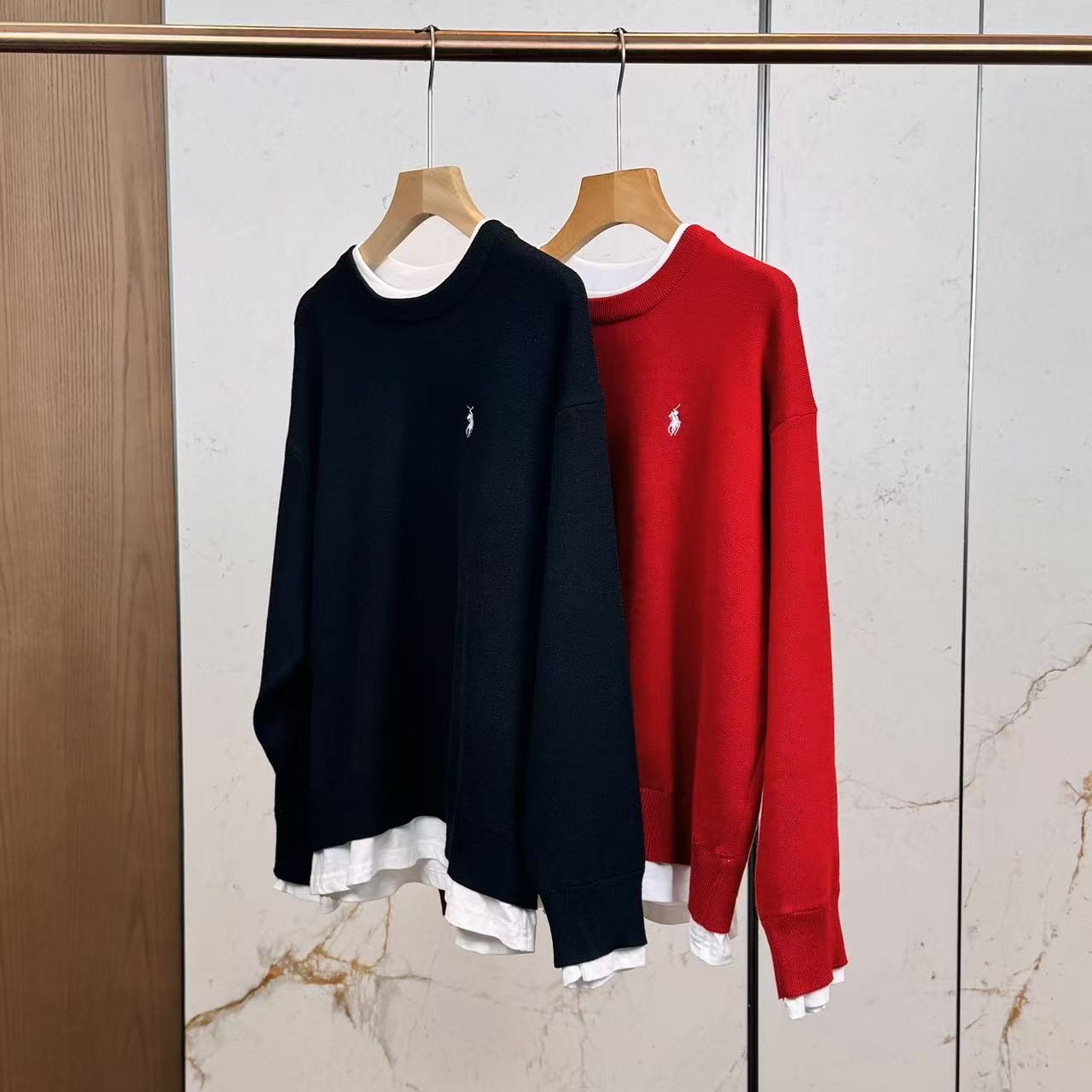 【妍妍粉丝专享】2024秋冬新款小马刺绣假两件上衣ONSM984114218