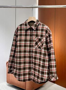 【妍妍粉丝专享】26新款复古风格子衬衫女翻领外套ONWC00615879