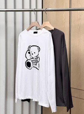 【妍妍粉丝专享】潮牌小熊印花男女同款长袖T恤上衣ONST285125849