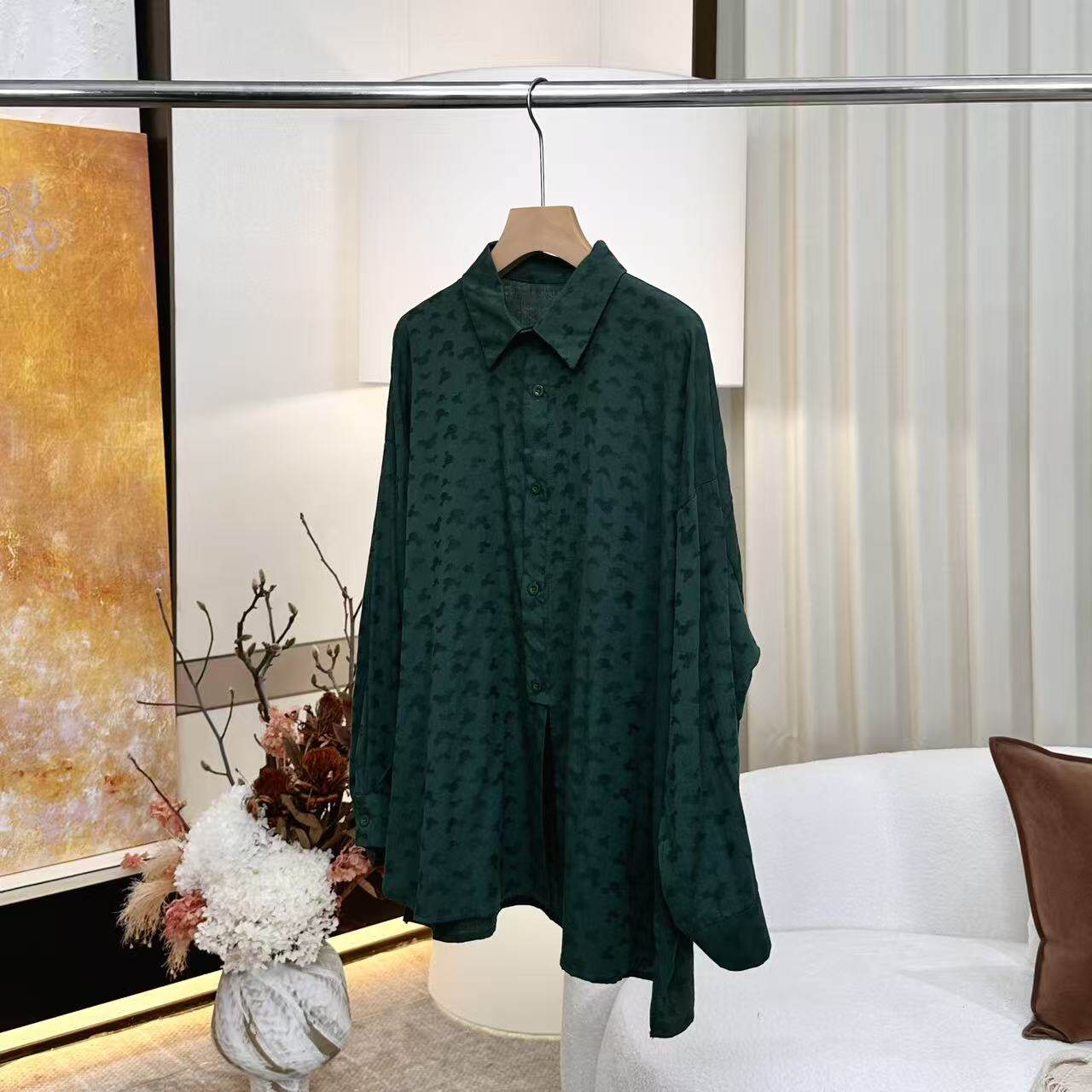 【妍妍】亚麻/棉 暗纹提花压花衬衣ONSC204636205