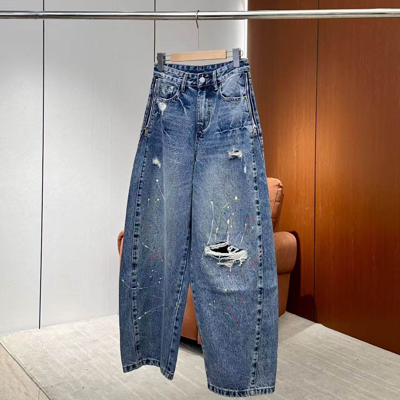 【妍妍粉丝专享】26新款美式涂鸦风破洞牛仔裤ONKN110615898,女装/女士精品,上衣,淘宝优惠券,粉丝福利购,淘宝优惠卷