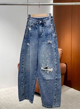 【妍妍粉丝专享】26新款美式涂鸦风破洞牛仔裤ONKN110615898