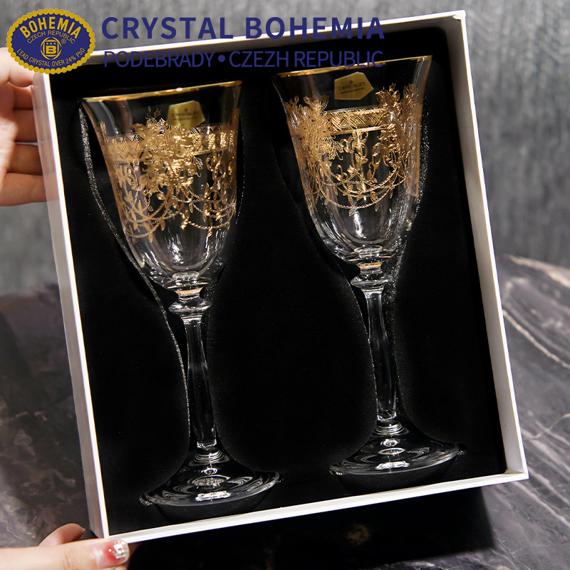 捷克进口水晶玻璃高颜值香槟杯白葡萄高档描金家用复古高端红酒杯,餐饮具,葡萄酒/红酒杯,淘宝优惠券,粉丝福利购,淘宝优惠卷
