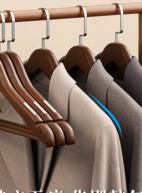 实衣架家F98S7689用挂衣木衣柜木质防滑无痕加专粗衣用架子服装店