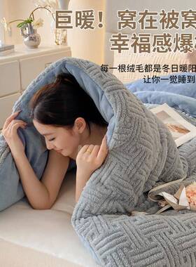 冬季塔芙棉被厚保暖双面加绒被子冬牛奶66658加绒秋冬被芯被单人