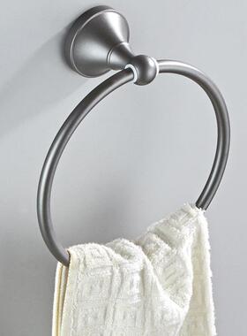 欧贝洁巾具厂深灰色黄铜环材质简挂约56毛巾18cm直径圆形毛两只装