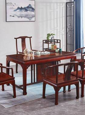 东非酸枝茶茶椅新桌中式红酸枝木台办公泡茶HOQ两用简木约实家具