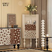 法式 饰储物柜 几何三角柜角落柜子客厅转角柜餐厅实木置物架定制装