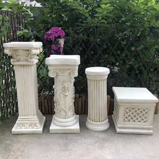 欧式复古别墅门厅户外庭院阳台大落地装饰摆件花盆雕像罗马柱底座
