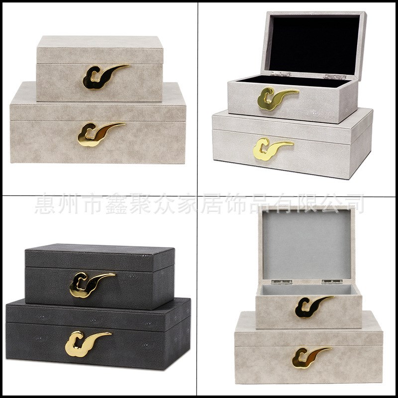 祥云金属扣现代简约新中t式饰品首饰盒样板房衣帽间卧室装饰盒摆