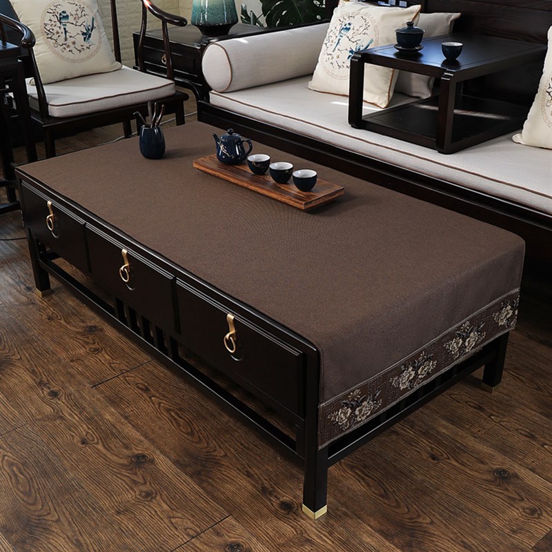 新中式茶b几布桌布布艺盖巾罩垫布客厅长方形茶几台布茶桌茶台盖