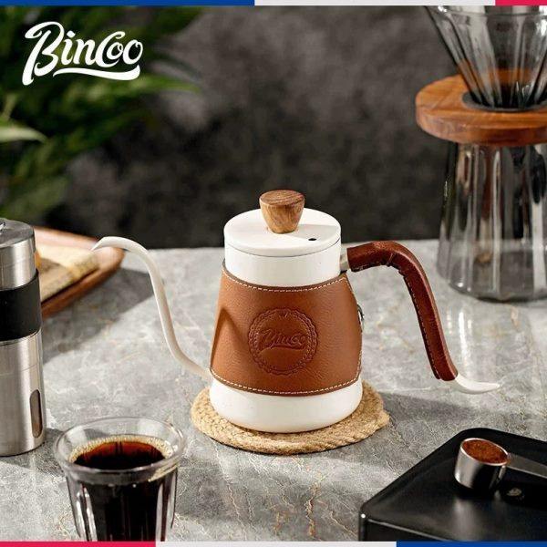 Bincoo手冲咖啡壶不锈钢咖啡长嘴壶复古风带皮套细口壶,餐饮具,手冲壶,淘宝优惠券,粉丝福利购,淘宝优惠卷