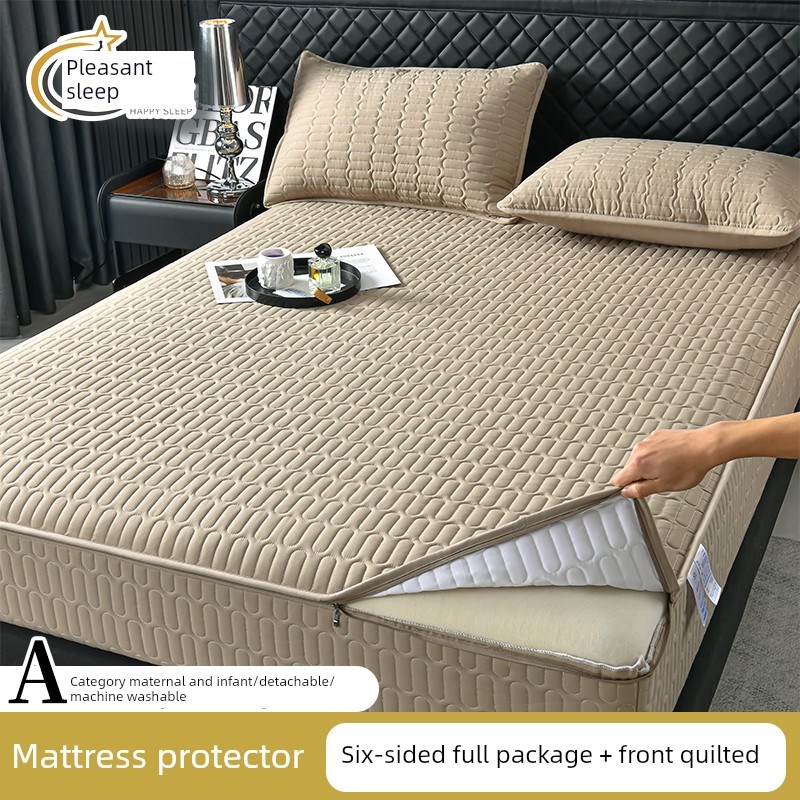 2025新型绗缝床单六面全包拉炼榻榻米床垫保护器防滑,W可拆卸,可