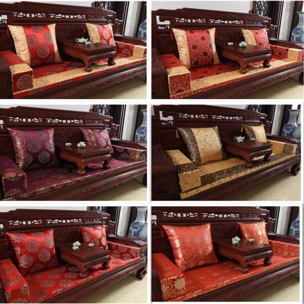 新款定做明清古典中式红木实木家具罗汉床五件套座垫沙发坐垫绸缎