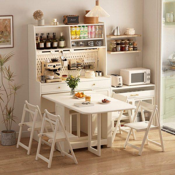 全实木餐边柜折叠餐桌一体靠墙高柜小户型家用多功能储物收纳橱柜,住宅家具,岩板餐桌,淘宝优惠券,粉丝福利购,淘宝优惠卷