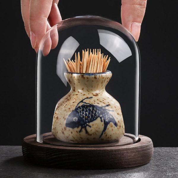 牙签盒陶瓷日式复古牙签筒罐创意家用个性饭店牙线棉签收纳盒瓶子,餐饮具,牙签筒,淘宝优惠券,粉丝福利购,淘宝优惠卷