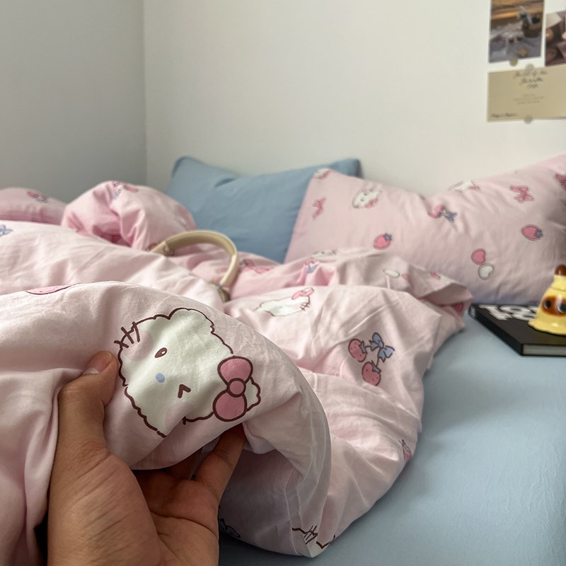 全棉水洗棉床上四件套o2024新款被罩床单被套大学生宿舍三件套床