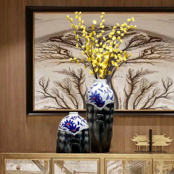 新中式陶瓷花瓶干花装饰家用餐桌摆件客厅玄关插花室内电视柜摆设,家居饰品,花瓶,淘宝优惠券,粉丝福利购,淘宝优惠卷