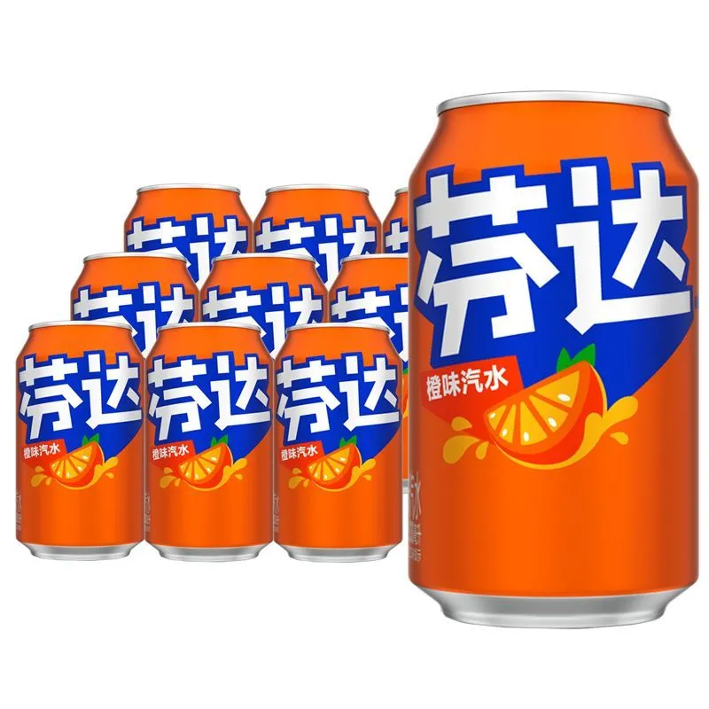 芬达330ml整箱24瓶罐碳酸饮料聚会听装矮胖罐橙味可口可乐汽水
