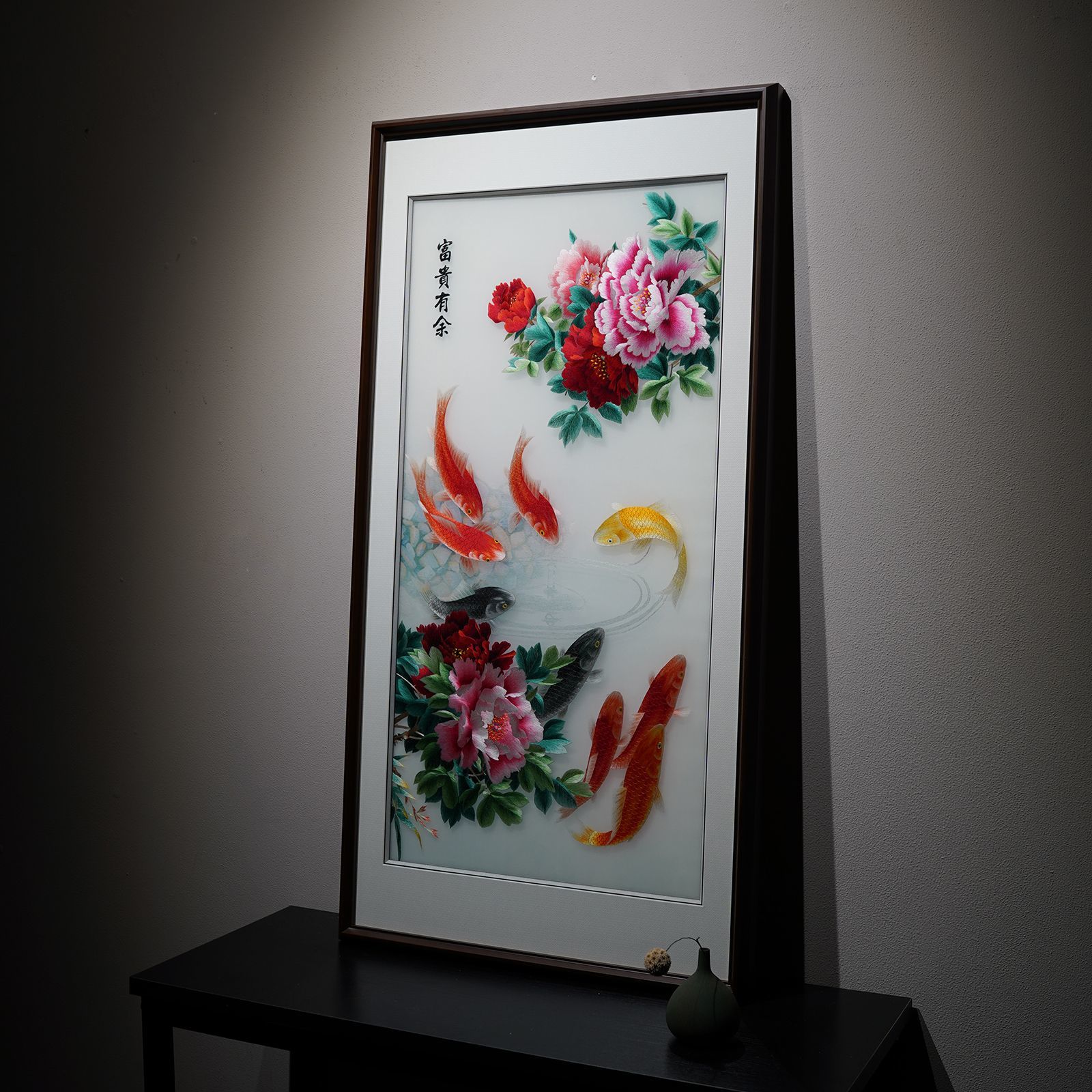 新中式刺绣牡丹花富贵有余成品玄关客厅餐厅高档纯手工苏绣装饰画