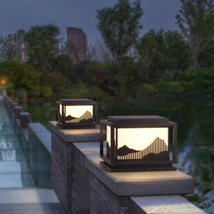 太阳能柱头户外25892防新中灯式庭院灯室外别墅围水墙灯花园柱门