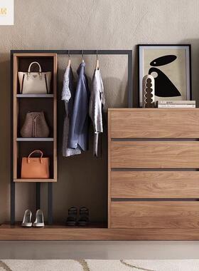 日式家用斗柜挂CQP衣架一体能卧室简易收纳储功物帽铁衣架多落地