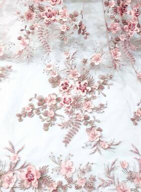 手工836钉珠丝绣服花布d蕾iy现货布贴礼装饰服装辅刺绣蕾料丝贴花