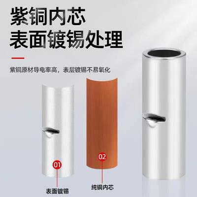 中间裸接头BN1.5铜管255.5端头IRF./并线神器冷压端子接线端子