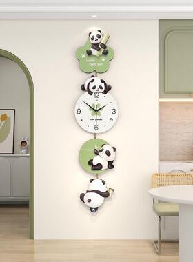 熊猫挂钟钟创表客厅家用音奶油风高级感现代意装饰餐厅挂WC24100