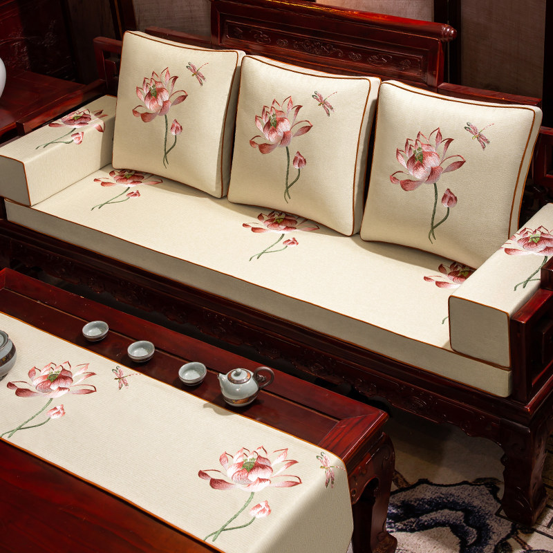 中式红木沙发坐垫新中式实木家具B沙发垫子防滑罗汉床五件套海绵