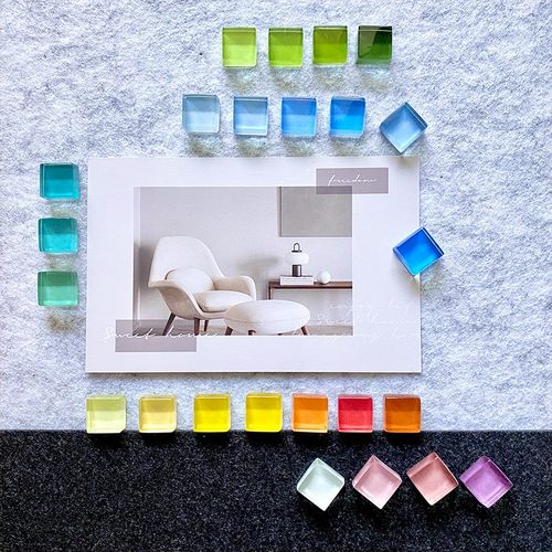 24个马赛克莫h兰迪色图钉彩色按钉软木板毛毡板照片墙装饰工字钉