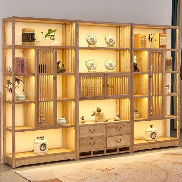 金淘艺居实木博古架新中式白蜡木禅意置物架简约现代储物收纳书柜,住宅家具,多宝格/博古架,淘宝优惠券,粉丝福利购,淘宝优惠卷