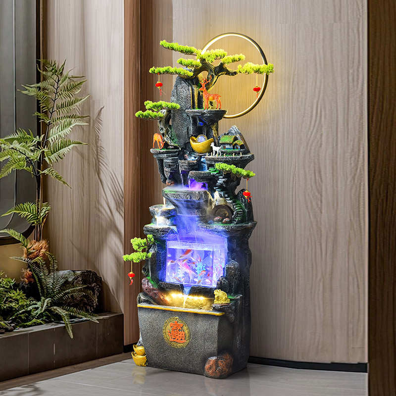 客厅喷泉装饰玄关假山摆件开业流水鱼缸循环O水乔迁落地造景水景