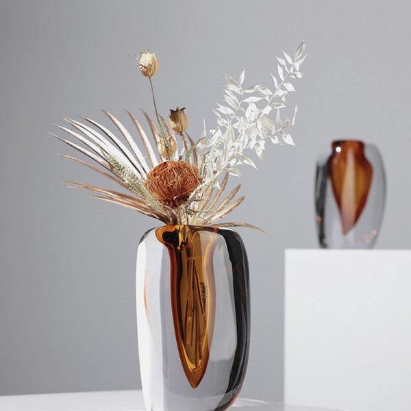 氛围感软装饰品轻奢玻璃花瓶摆件高级感家居卧室样板房间花器插花,家居饰品,花瓶,淘宝优惠券,粉丝福利购,淘宝优惠卷