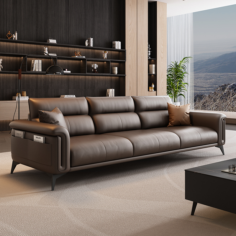 沙发办公室真皮三人位q现代简约商务接待贵宾老板会客休息茶几组