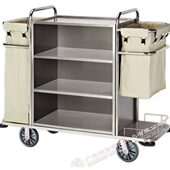 南方C 79A不锈钢客房服务车连锁酒店房间工作车手推毛巾移动车