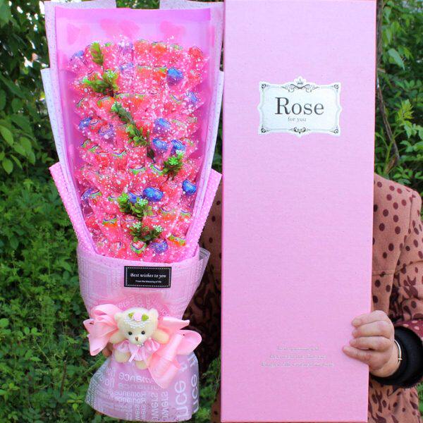正品真知棒棒棒糖花束公仔卡通花束礼盒生日毕业圣诞节中秋节礼物