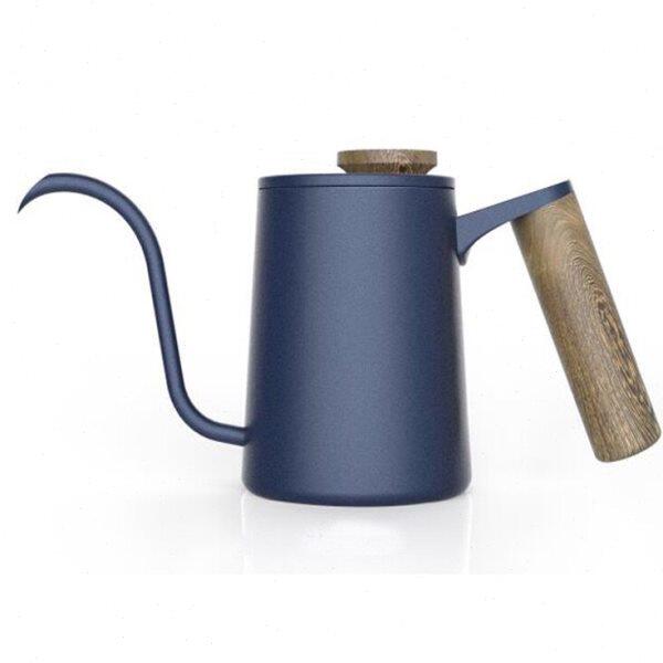 出口产品 不锈钢咖啡手冲壶 带盖 木柄 细口 铁氟龙涂层 350 600