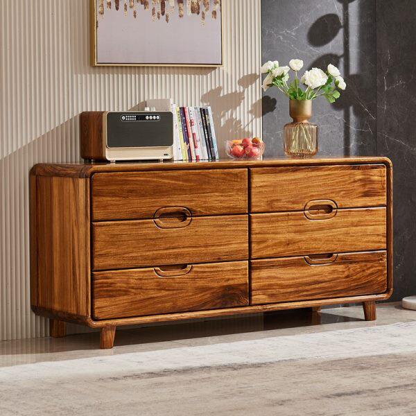 乌金木新中式现代简约全实木六斗柜六抽屉现代中式卧室电视柜