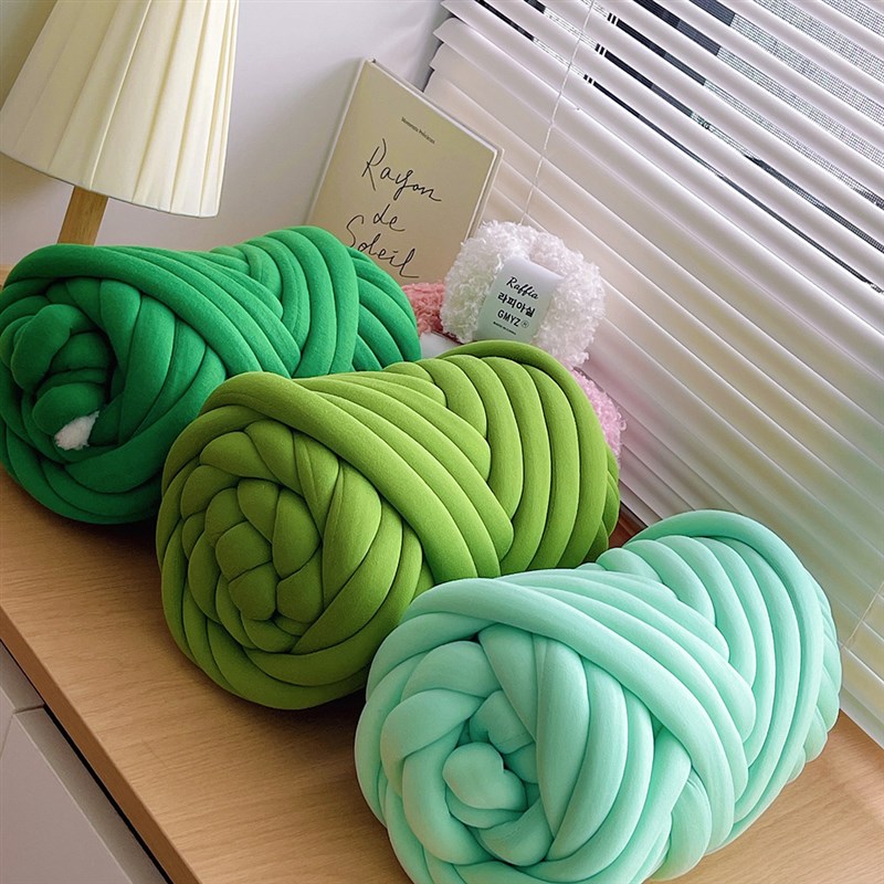 500g绒布条手编 坐垫猫窝材料包 超粗冰岛毛线 ins水管防冻装饰条