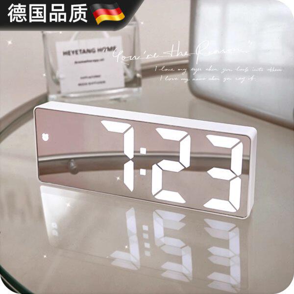 镜面闹钟表摆台式摆件简约钟表时间显示器学生用桌面数字电子时钟