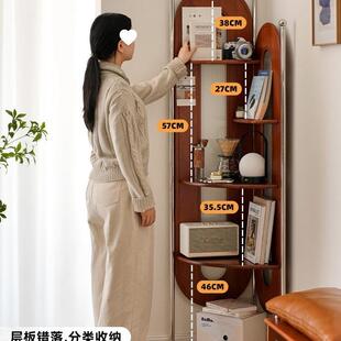 北地欧木转角实复古小户型三角柜客厅多层架ICQ置物架落收纳架展