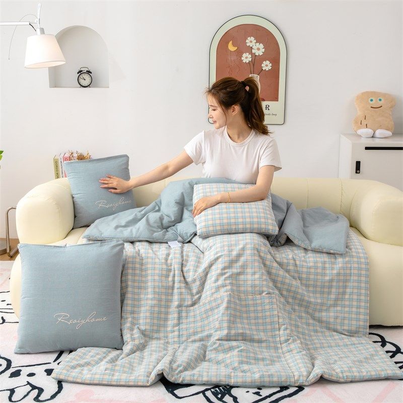 车用纯棉抱枕被子两用2024x新款全棉A类办公室午睡枕头毯子二合一