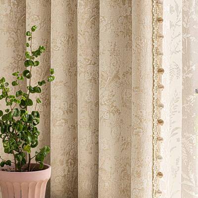 莫斯里法式复帘古31379雪尼尔窗客花厅卧室高级感遮光窗帘布成品